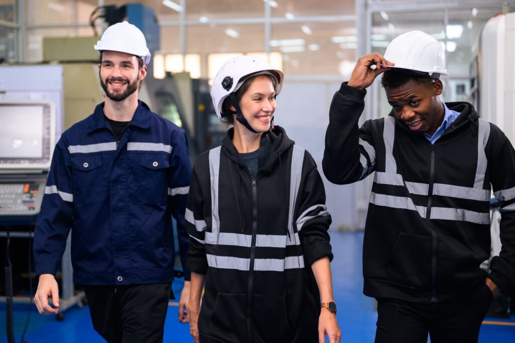 Group of happy engineer technician at innovation factory